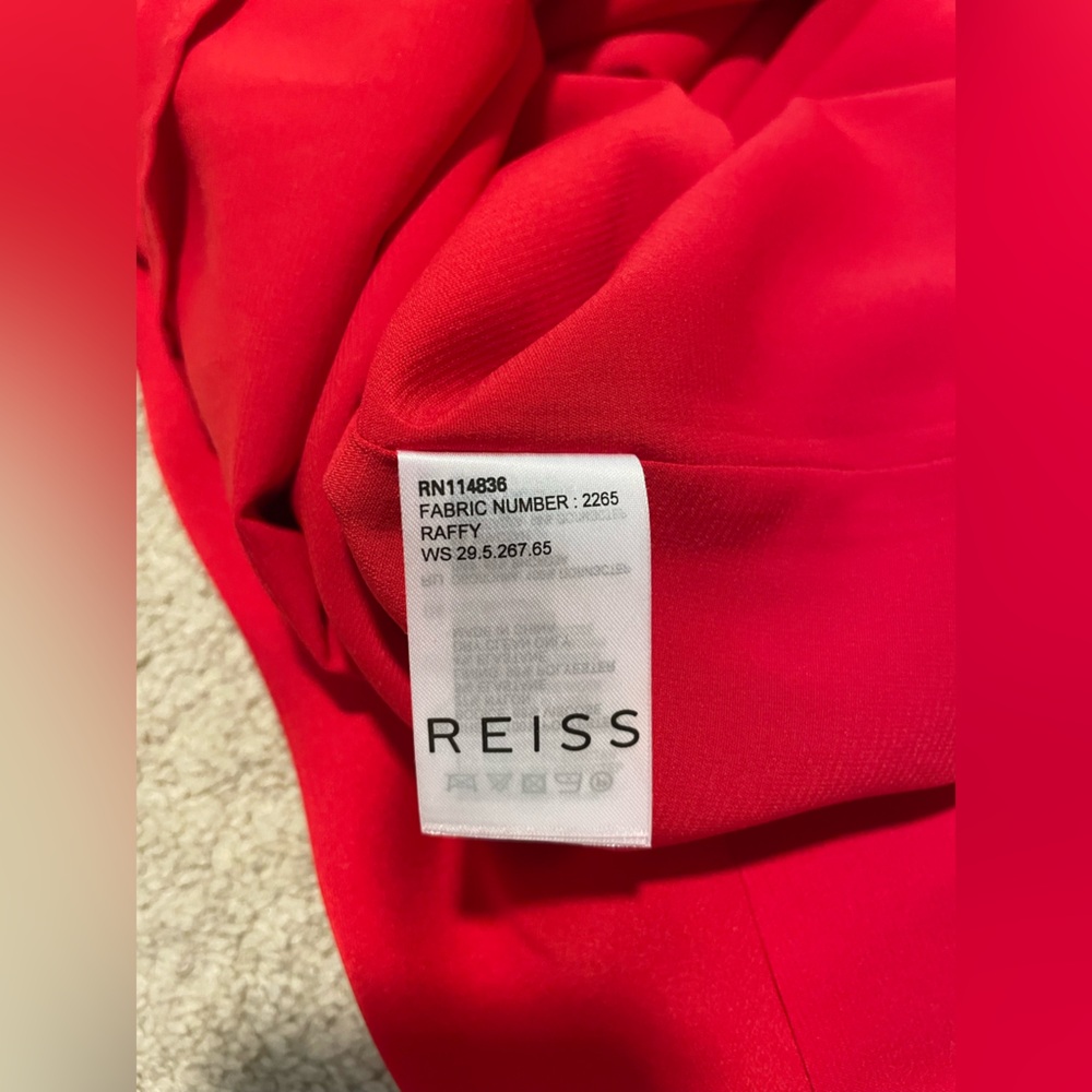 Reiss Red Rum Raffy Ruffle Dress Size 10 - Picture 9 of 10